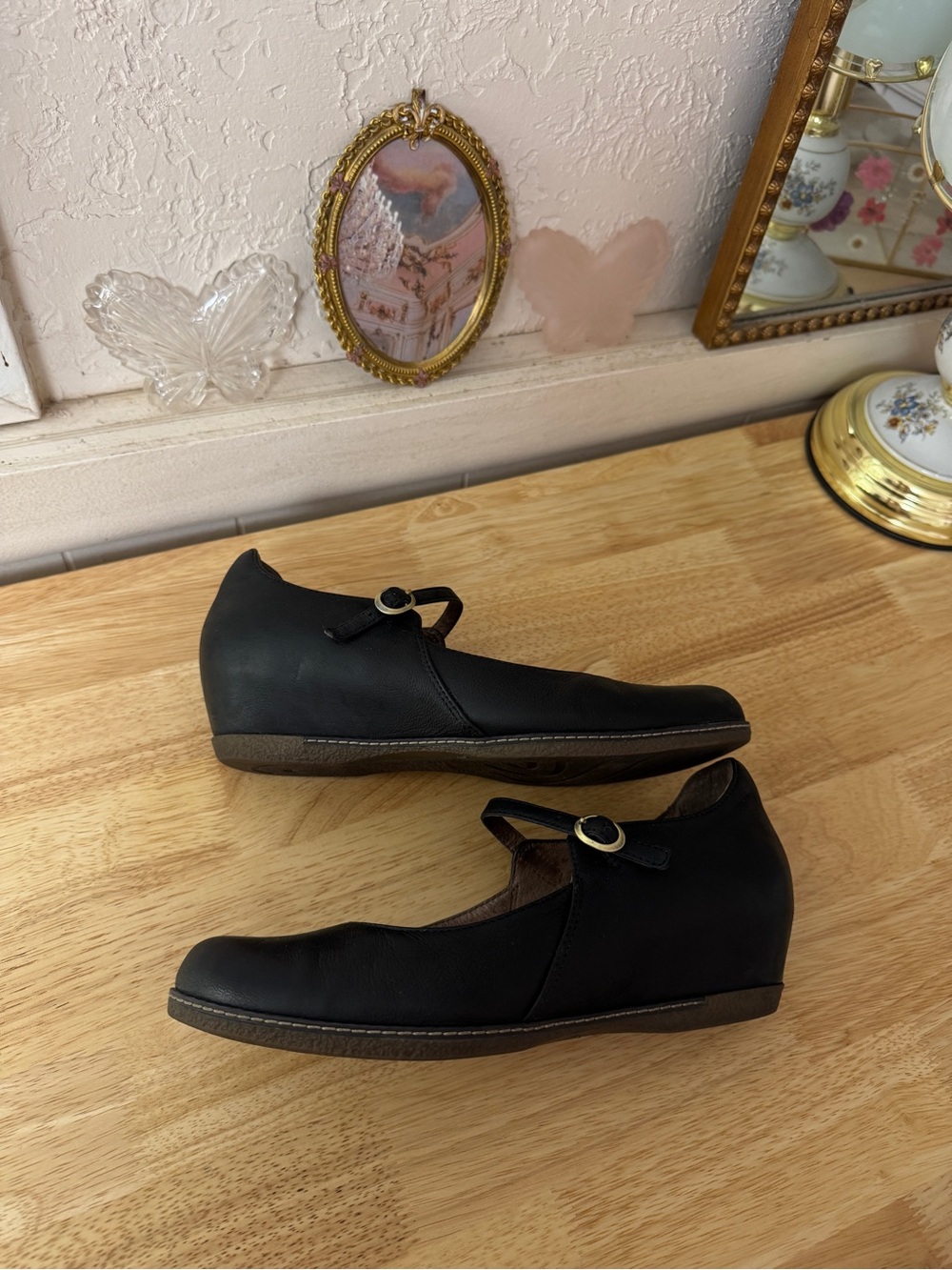 Dansko Black Leather Mary Jane Hidden Wedge Clogs EU 40 Comfort Shoes Y2K Comfy - Picture 11 of 13